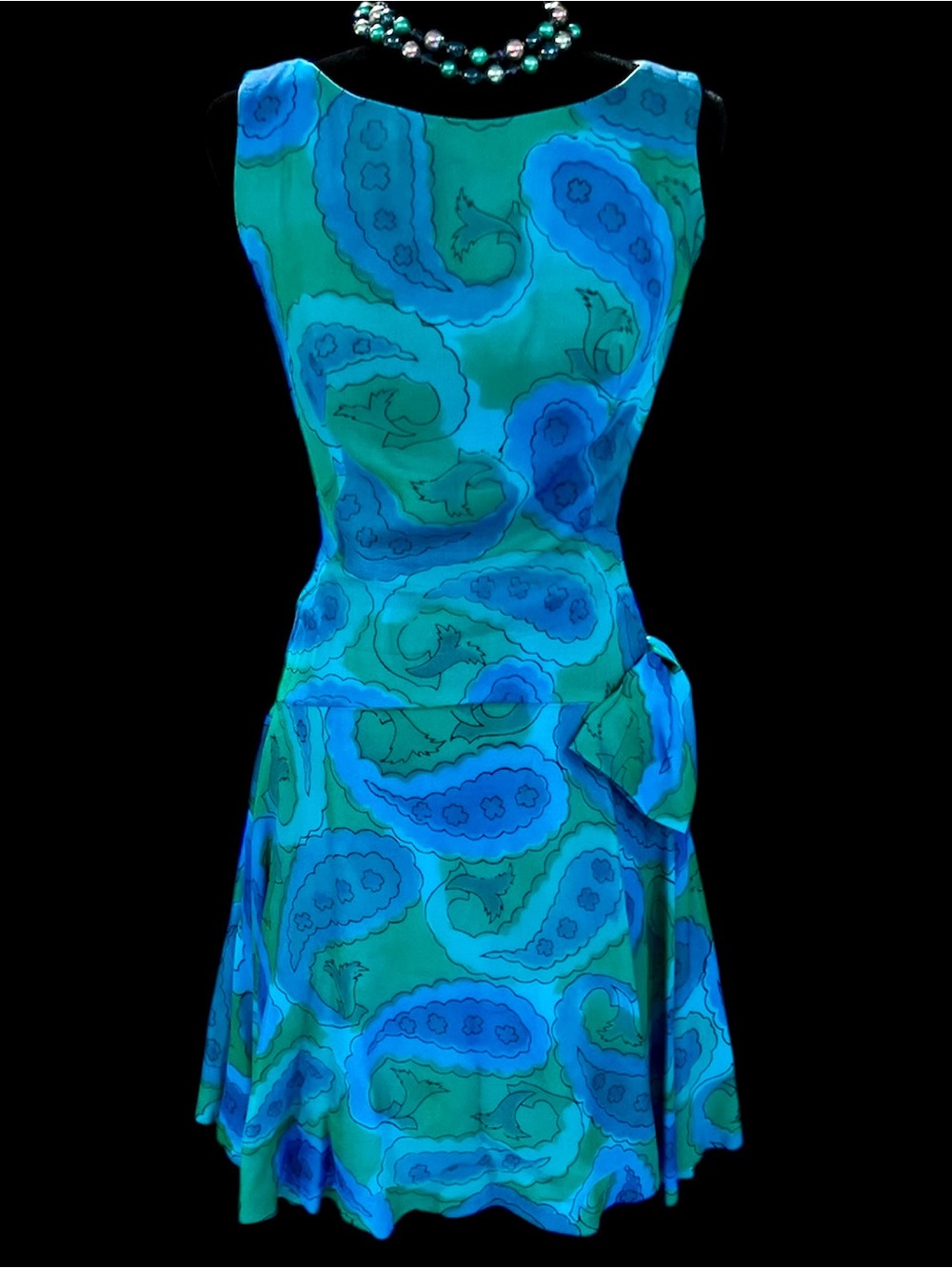 Paisley - Blue/Green 60's Party Dress - Size S/XS